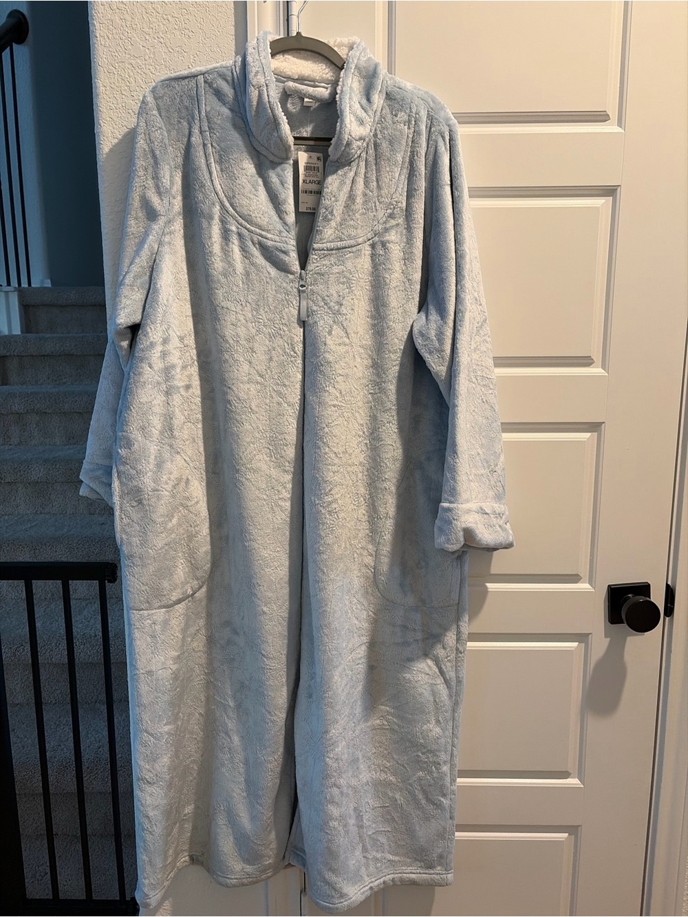 Charter Club Light Blue Plush Zip-Front Kids Robe